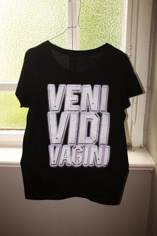 V-Shirt Veni Vidi Vagini DIGI-DRUCK, schmaler fit