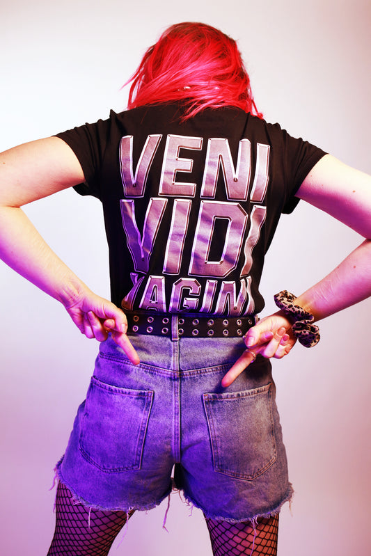 V-Shirt Veni Vidi Vagini SCREEN PRINT, slim fit